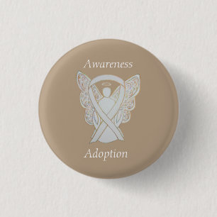 Adoption Awareness Angel White Ribbon Custom Pin