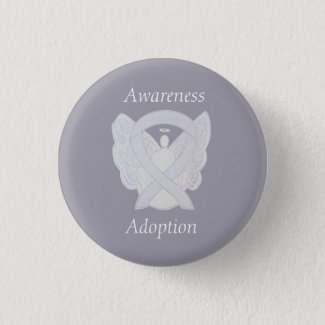 Child Adoption Awareness Guardian Angel White Ribbon Custom Pins