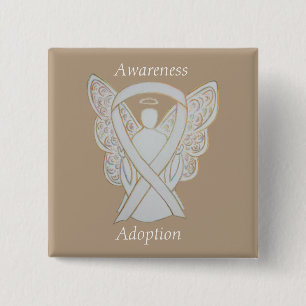 Adoption Awareness Angel White Ribbon Custom Pin