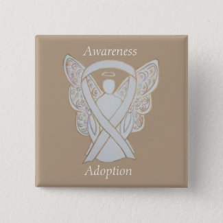 Child Adoption Awareness Angel White Ribbon Custom Pin