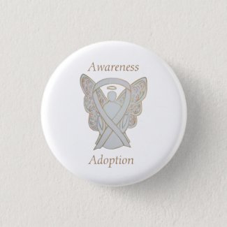 Child Adoption Awareness Guardian Angel White Ribbon Custom Pin