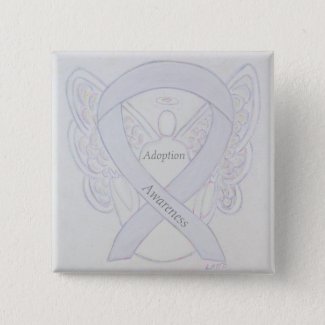 Child Adoption Awareness Angel White Ribbon Custom Pin