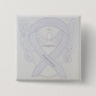 Adoption Awareness Angel White Ribbon Custom Pin