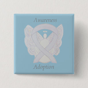 Adoption Awareness Angel White Ribbon Custom Pin