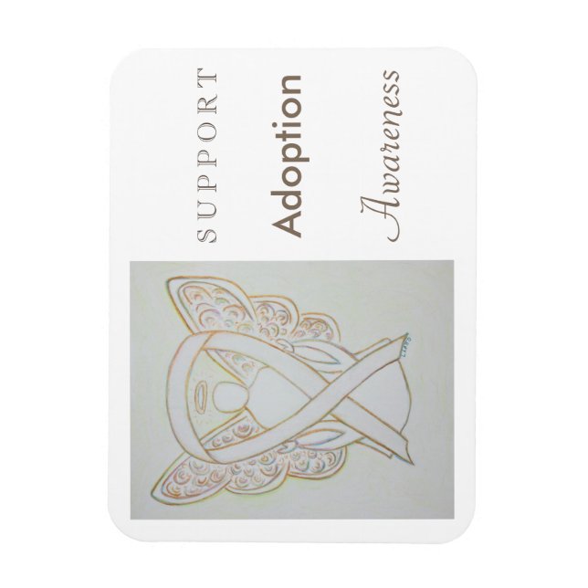 Adoption Awareness White Ribbon Angel Magnet (Vertical)
