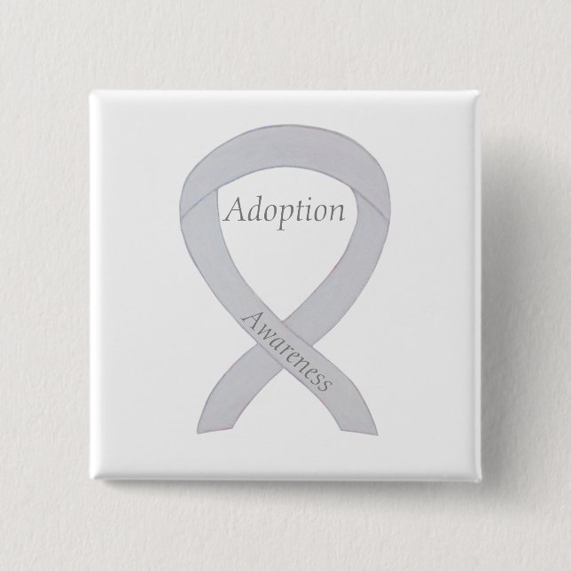 Adoption Awareness White Ribbon Custom Pin (Front)