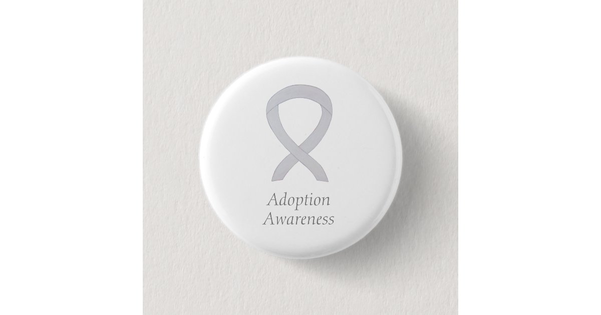 Adoption Ribbon Color Adoption Awareness White Ribbon Custom Pin | Zazzle