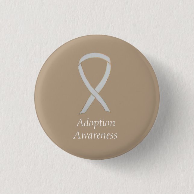 Adoption Awareness White Ribbon Custom Pin (Front)