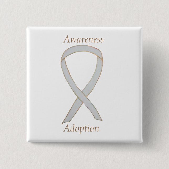 Adoption Awareness White Ribbon Custom Pin (Front)