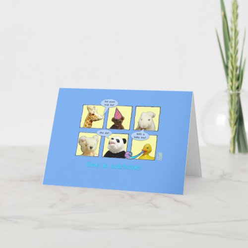 Adoption Baby Boy Animals in Windows Card