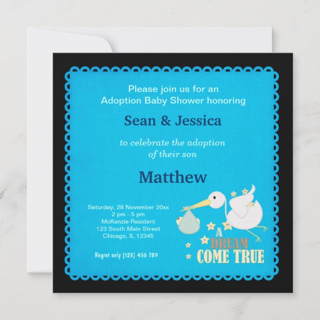 Adoption Baby Shower Boy Invitation (Front)