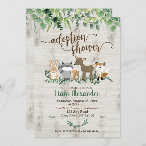 Adoption Baby Shower Woodland Animals Invitation