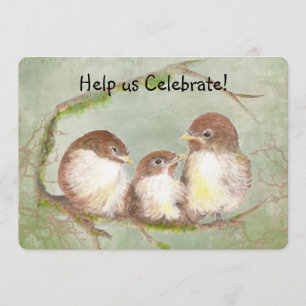 Adoption Celebration Party Sweet Bird Family Art Invitation