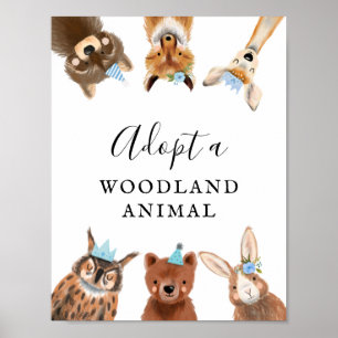Adoption Center Boy Woodland Birthday Party Sign