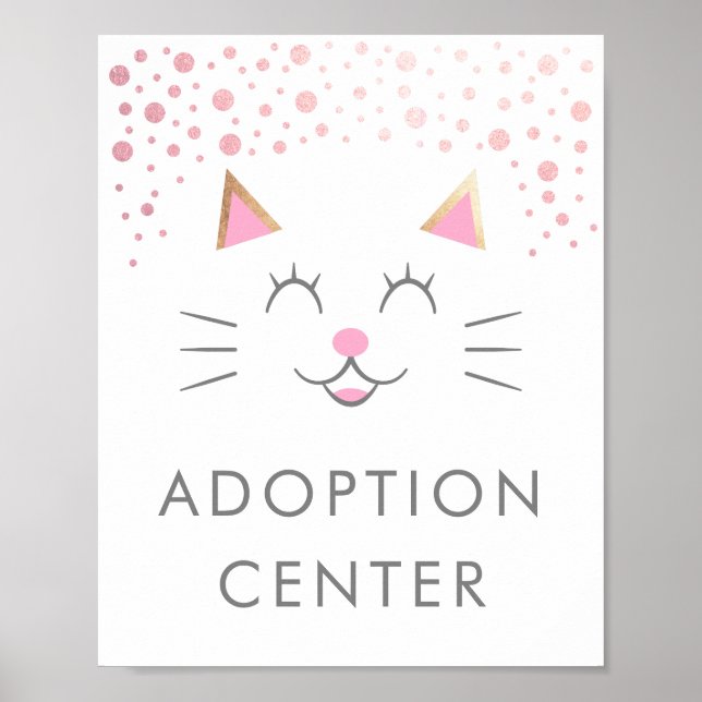 Adoption Center | Kitty Cat Birthday Party Poster (Front)