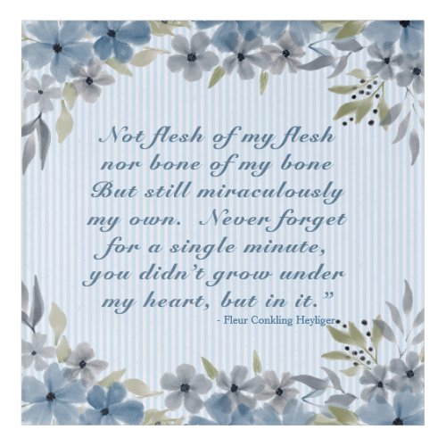 Adoption Creed Poem Blue Floral   Acrylic Print