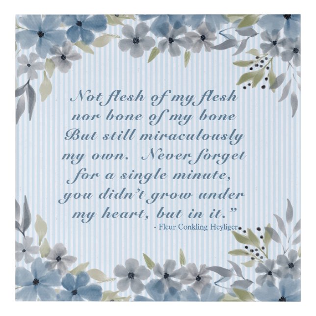 Adoption Creed Poem Blue Floral   Acrylic Print (Front)