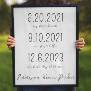 Adoption Day Sign Important Dates and Child's Name