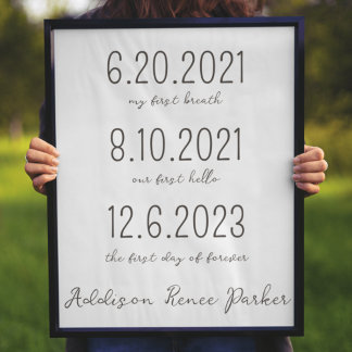Adoption Day Sign Important Dates and Child's Name