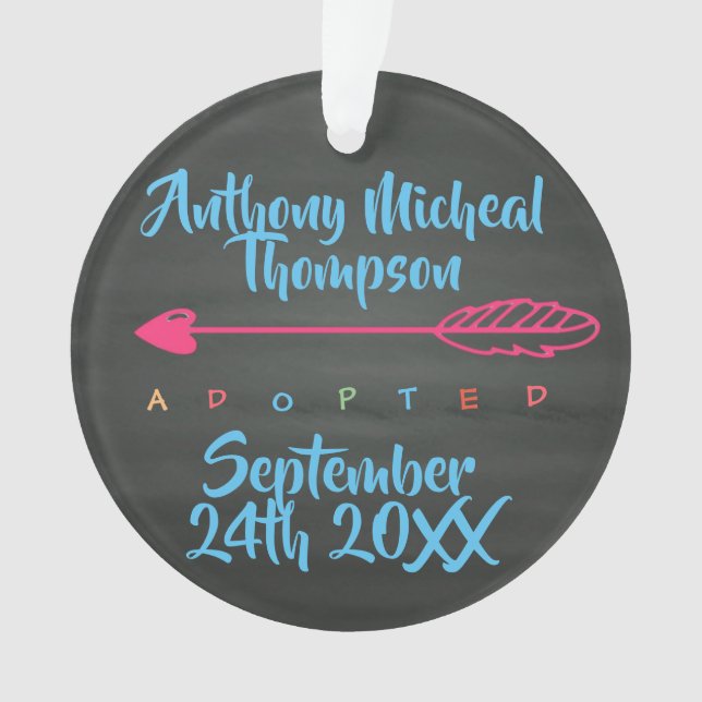 Adoption Design Custom Name Date Photo Ornament (Front)