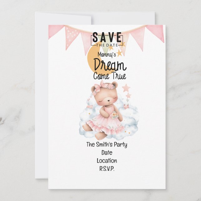 Adoption Foster Child  Girl pink theme party  Invitation (Front)