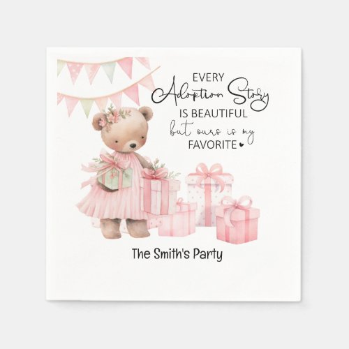 Adoption Foster Child  Girl pink theme party  Napkins