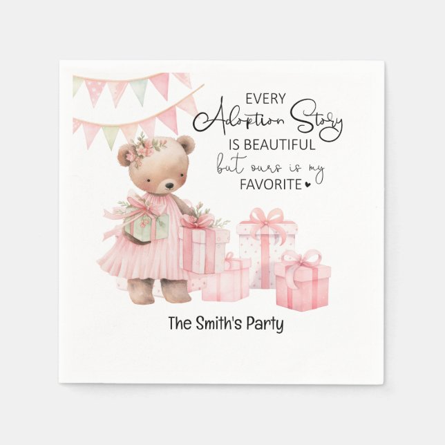 Adoption Foster Child  Girl pink theme party  Napkins (Front)