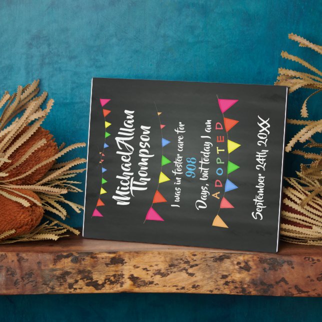 Adoption From Foster Care Announcment gotcha day Plaque (Side)