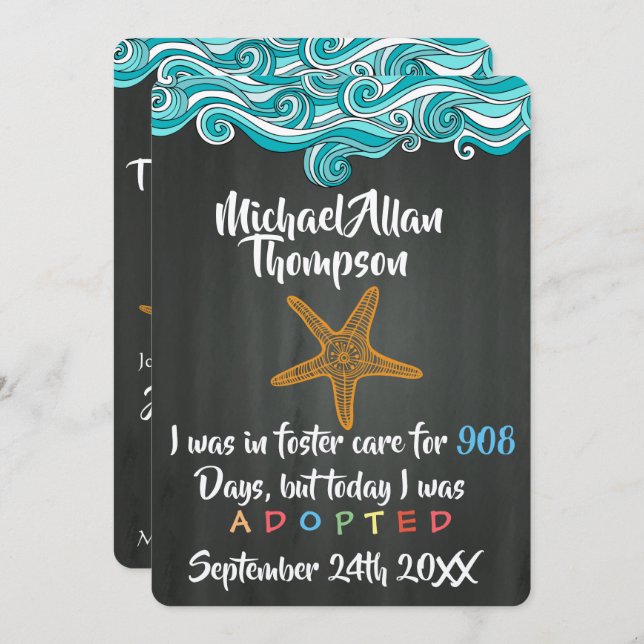 Adoption From Foster Care Announcment- Party Invitation (Front/Back)