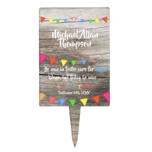 Adoption From Foster Care Party Cake Marker Topper (Front)