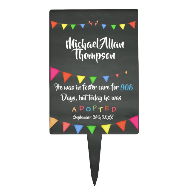 Adoption From Foster Care Party Cake Marker Topper (Front)