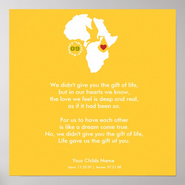Adoption Gotcha Day - Commemorative Poem Poster (Front)