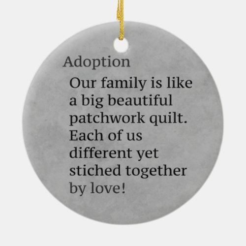 Adoption is a Patchwork Ceramic Ornament
