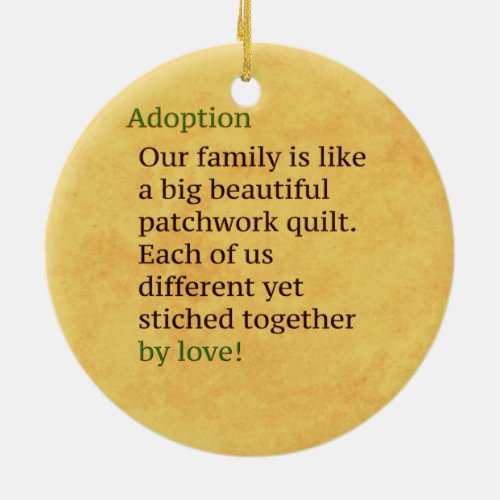 Adoption is a Patchwork Ceramic Ornament