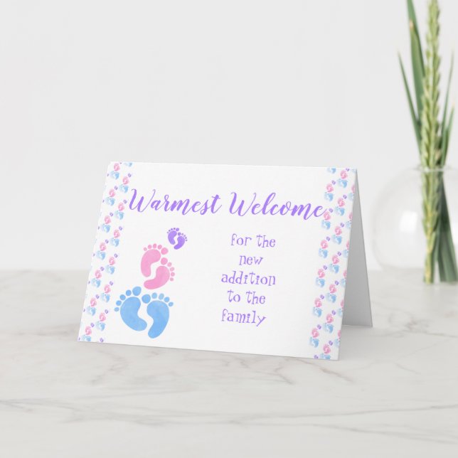 Adoption New Addition  Cute Baby, Child Feet Card (Front)