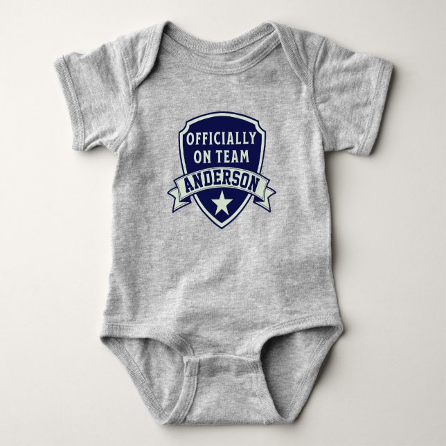 Adoption "Officially Team" Name Kid's Gotcha Day Baby Bodysuit (Front)