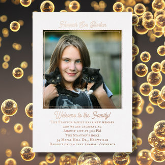 Adoption Older Girl Rose Gold Foil Invitation