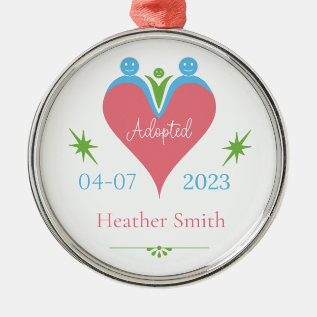 Adoption Ornament Personalized as First Christmas (Front)