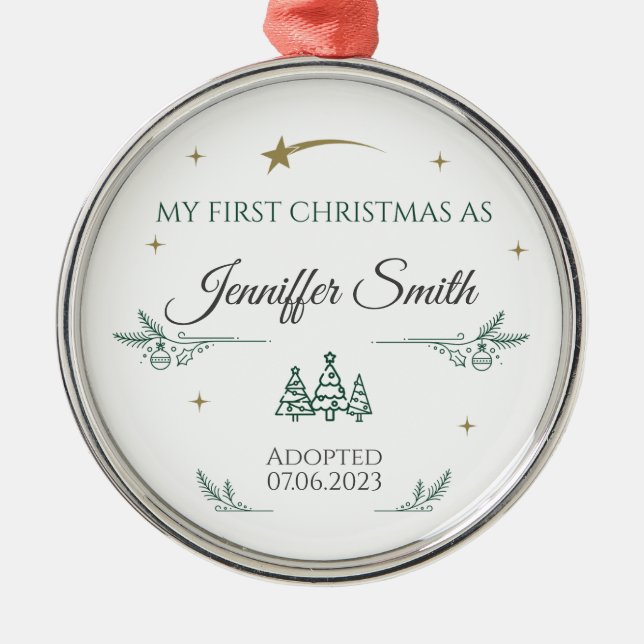 Adoption Ornament Personalized as First Christmas (Front)