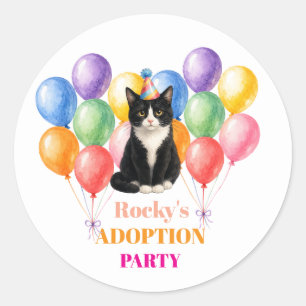 Adoption Party Gotcha day Tuxedo Cat Pet Classic Round Sticker