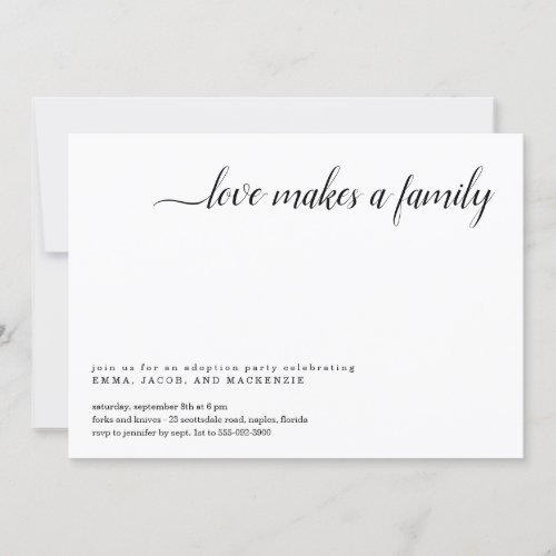 Adoption Party Invitation - A modern and minimalist design for an adoption party.