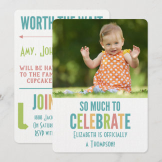 Adoption Party Modern Bright Colors Announcement