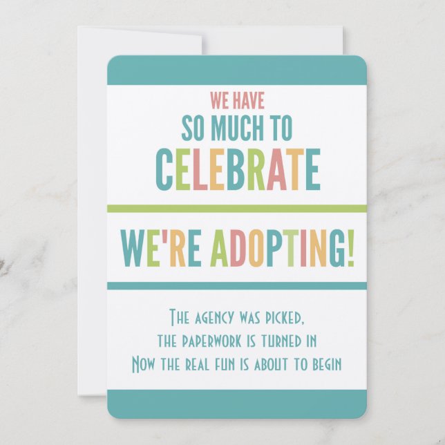 Adoption Party Modern Bright Colors Announcement (Front)