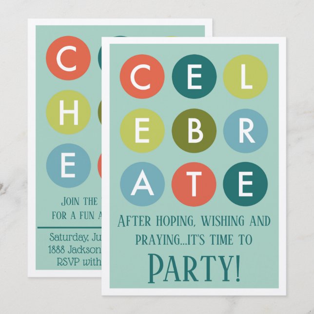 Adoption Party Modern Circles Announcement (Front/Back)