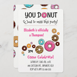 Adoption Party Modern Pink Donut Party Invitation
