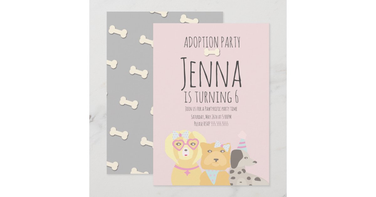 Adoption Pet Dog Puppy Birthday Party Invitation | Zazzle