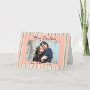 Adoption Proposal Striped Custom Photo Christmas Holiday Card