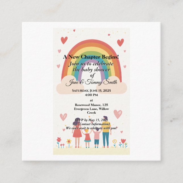 Adoption Rainbow Baby Shower Enclosure Card (Front)