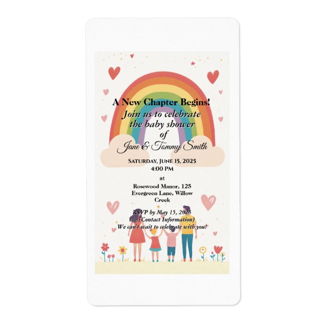 Adoption Rainbow Baby Shower Label (Front)