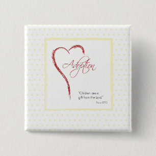 Adoption, Religious, Yellow Dots with Red Heart Button